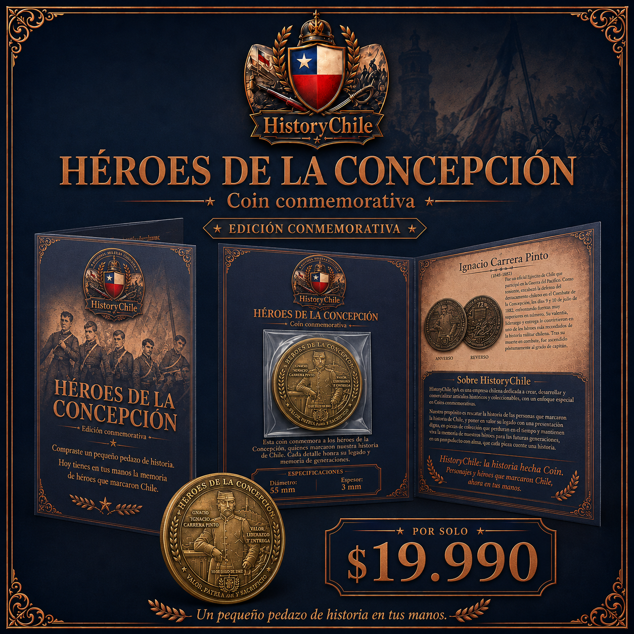 Coin Ignacio Carrera Pinto - Imagen 3